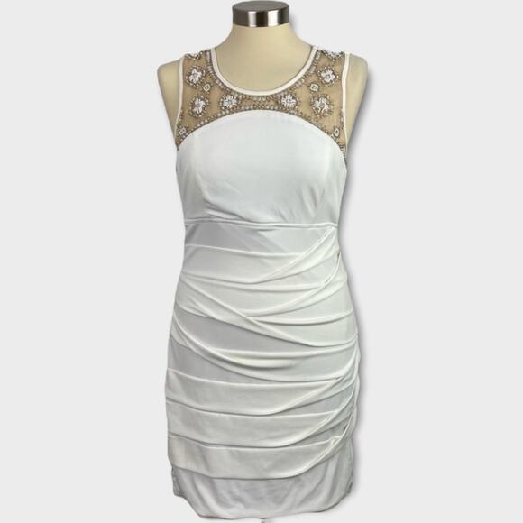 Jodi Kristopher Large White Beaded Shift Dress - Picture 2 of 13